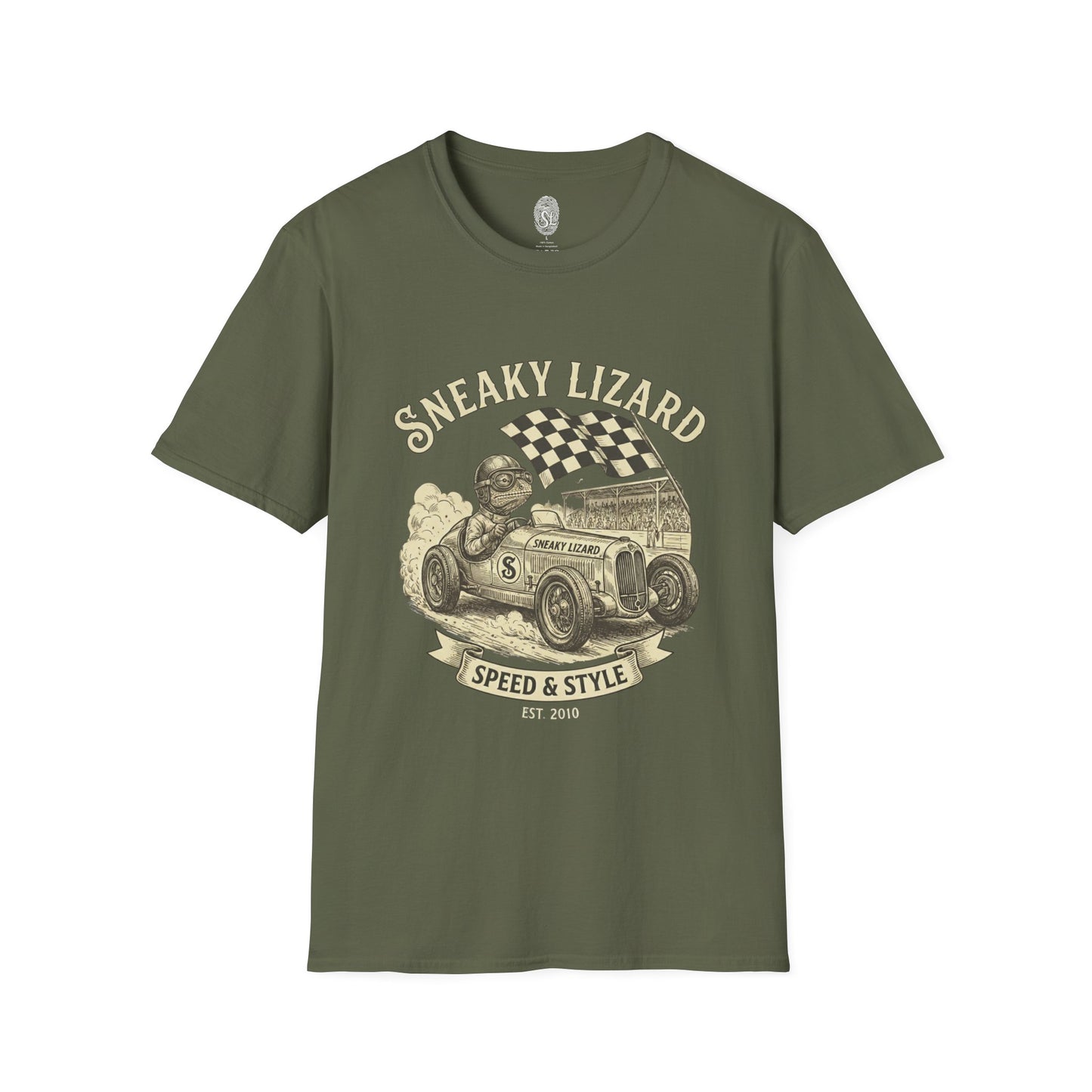 Sneaky Lizard Racing Tee — Vintage Hot Rod 'Speed & Style' Graphic T-Shirt