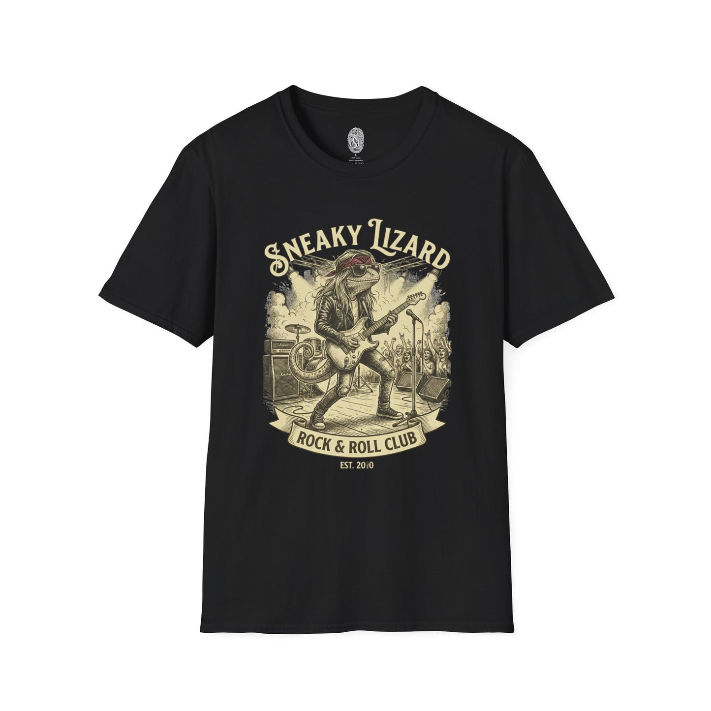Sneaky Lizard Rock & Roll Club T-Shirt — Vintage Guitar Lizard Band Tee