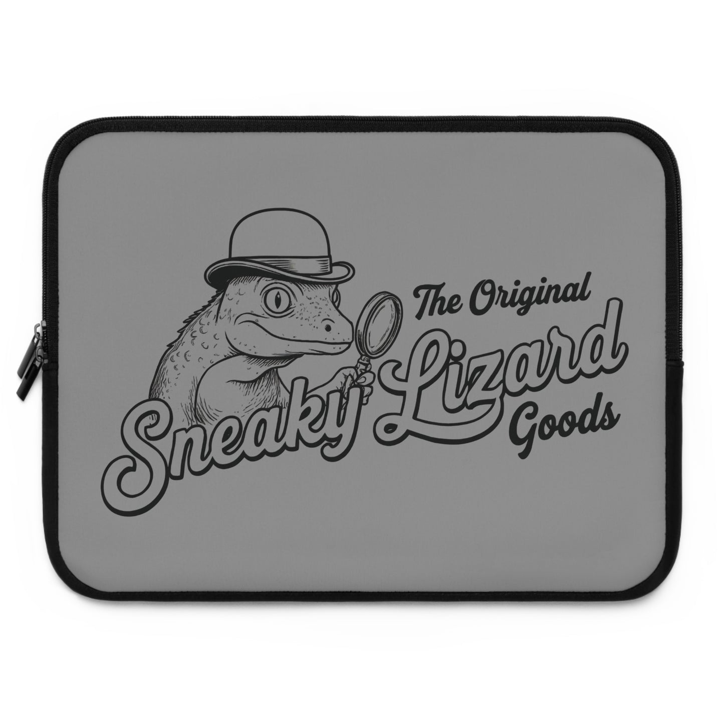 Sneaky Lizard Laptop Sleeve — Vintage Detective Reptile Design