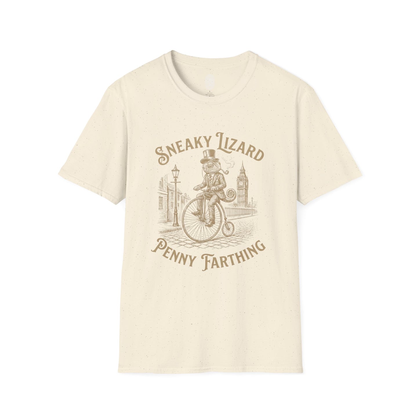 Penny Farthing Sneaky Lizard T-Shirt — Vintage Victorian Bicycle Graphic Tee