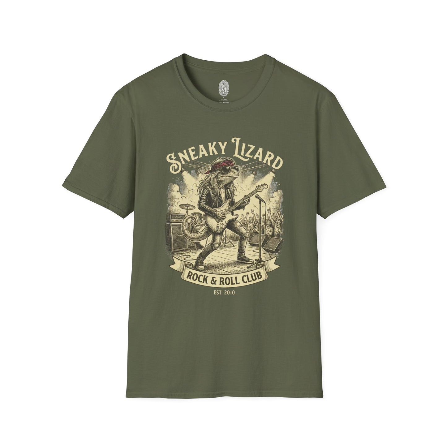 Sneaky Lizard Rock & Roll Club T-Shirt — Vintage Guitar Lizard Band Tee
