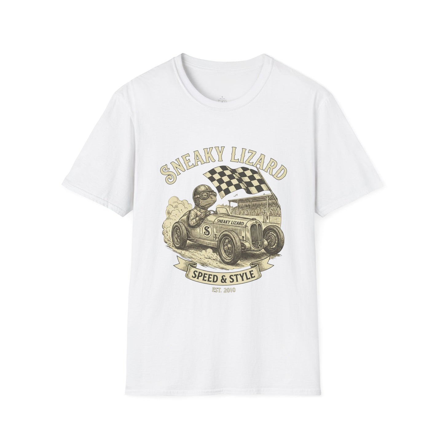 Sneaky Lizard Racing Tee — Vintage Hot Rod 'Speed & Style' Graphic T-Shirt