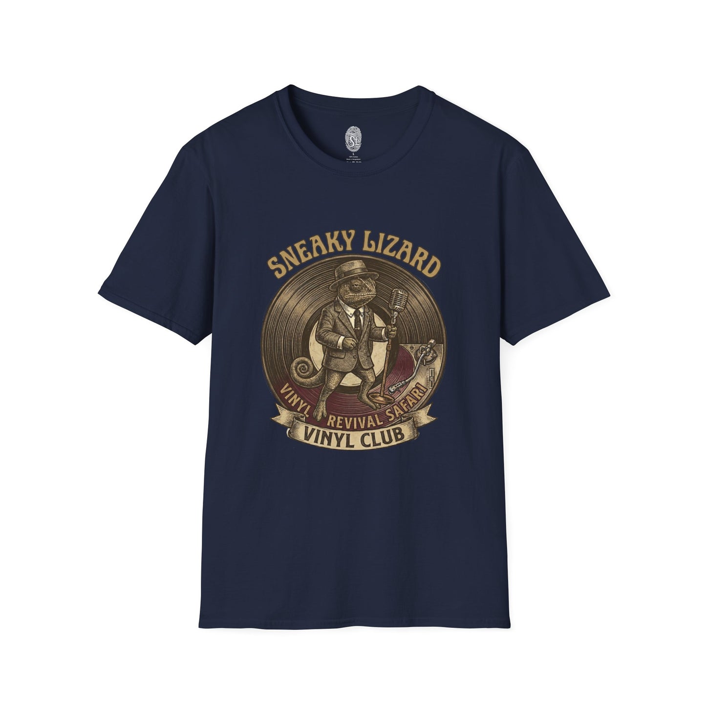 Sneaky Lizard Vinyl Club T-Shirt | Vintage Natural Cotton Music Tee