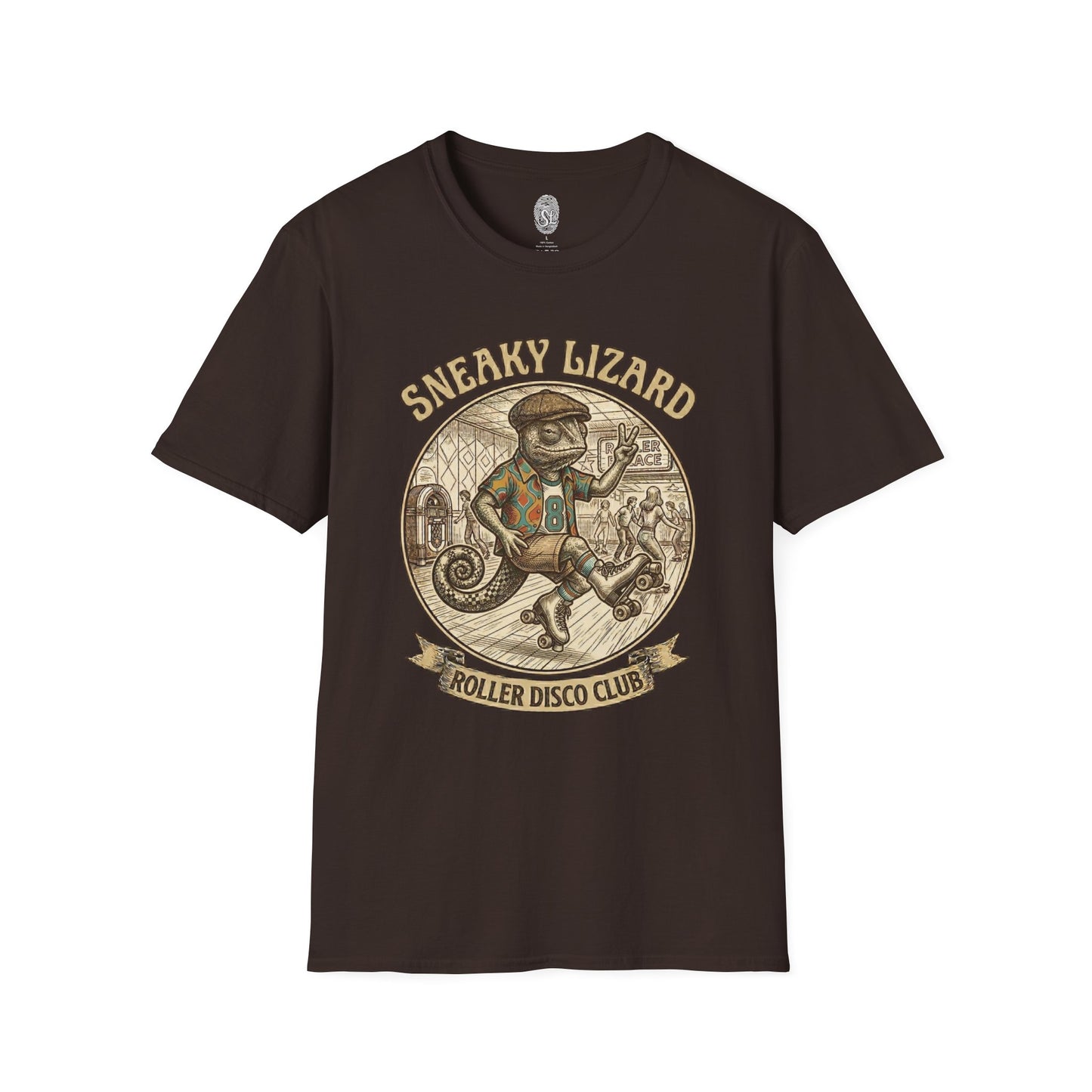 Sneaky Lizard Roller Disco Club T-Shirt | Vintage 70s Skate Graphic Tee