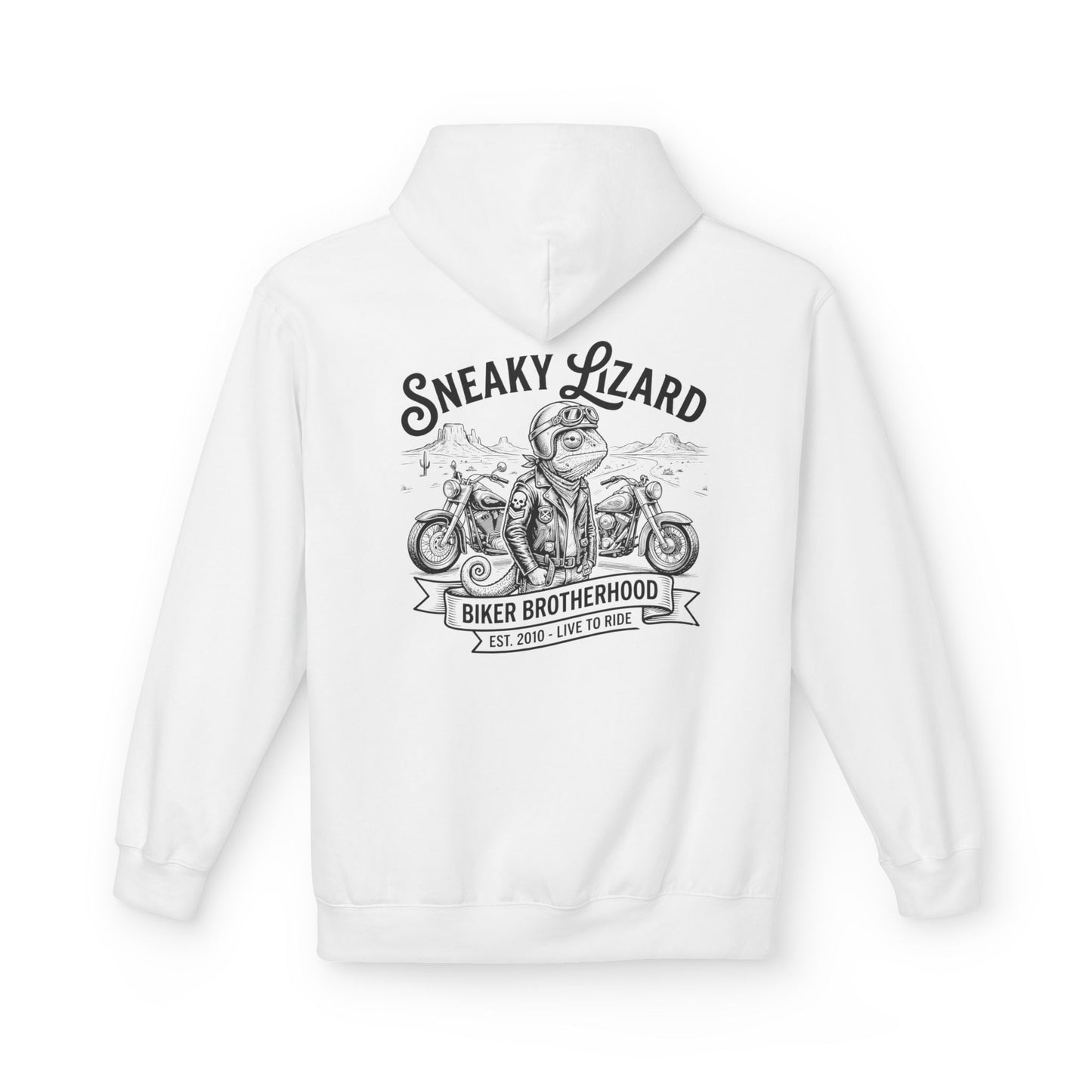 Sneaky Lizard Biker Brotherhood Hoodie | Vintage Motorcycle Graphic Fleece