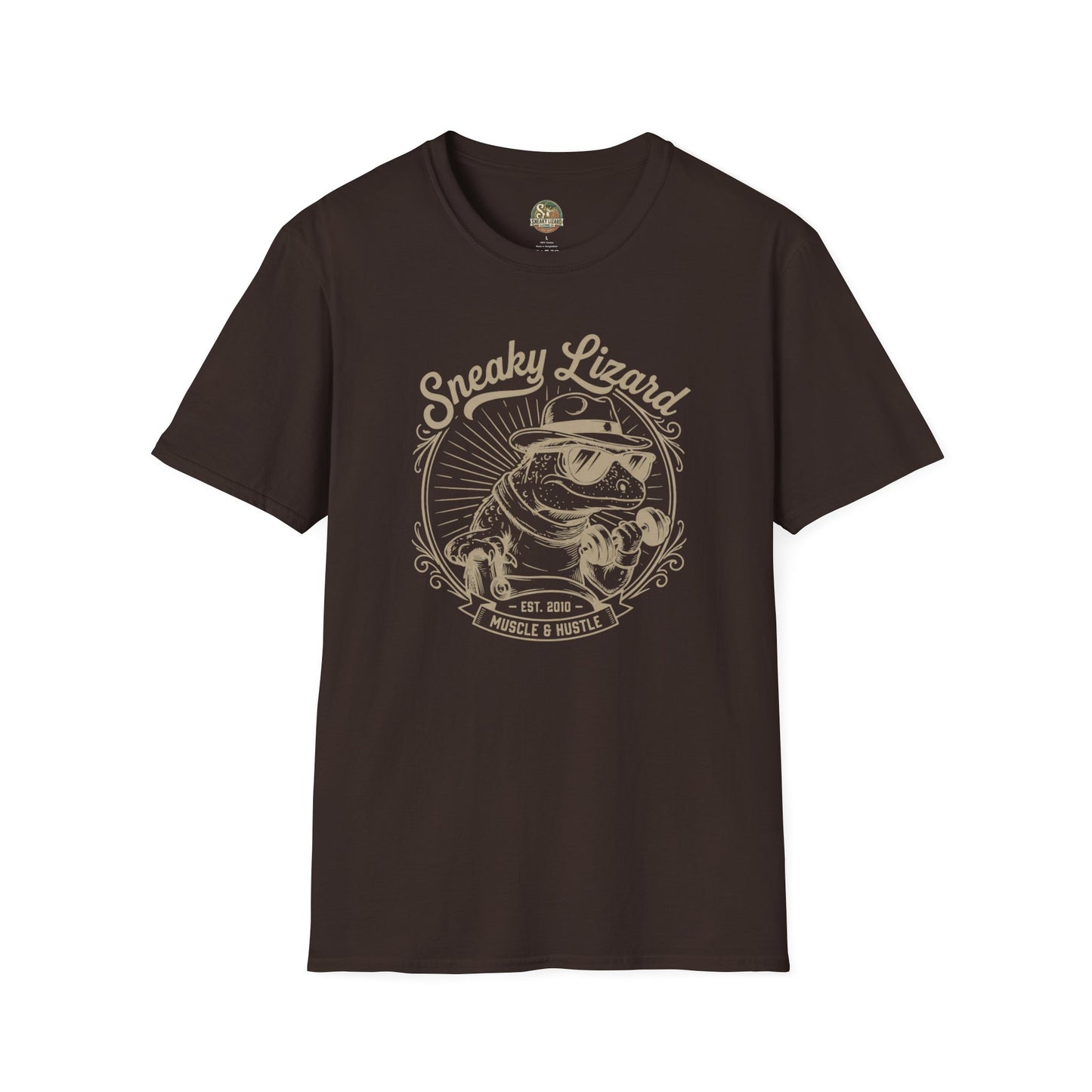 Sneaky Lizard & Sons Muscle & Hustle Tee | Vintage Gym Graphic