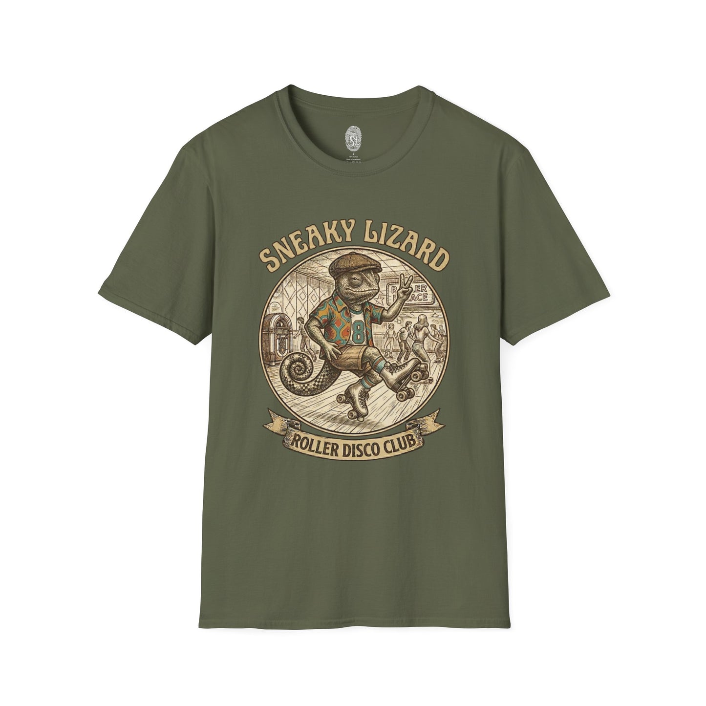 Sneaky Lizard Roller Disco Club T-Shirt | Vintage 70s Skate Graphic Tee