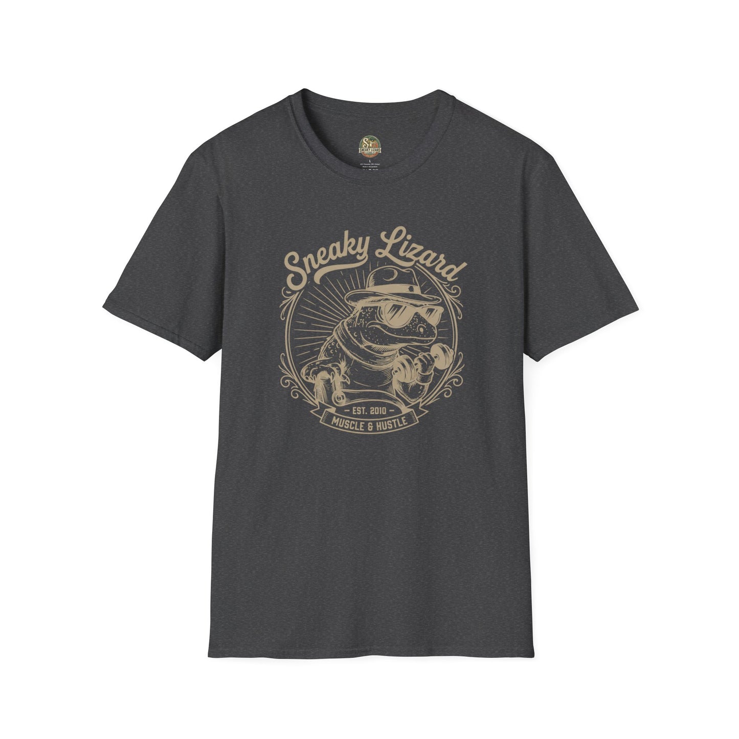 Sneaky Lizard & Sons Muscle & Hustle Tee | Vintage Gym Graphic