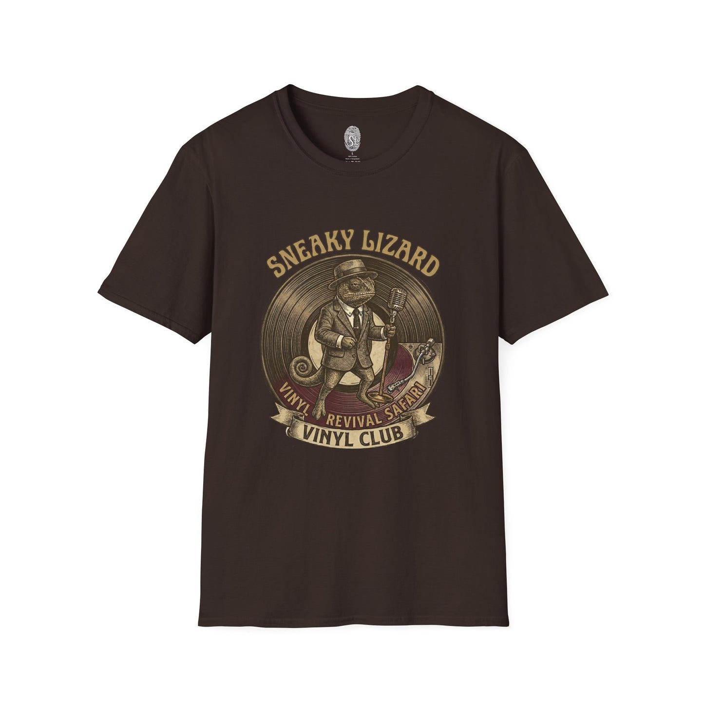 Sneaky Lizard Vinyl Club T-Shirt | Vintage Natural Cotton Music Tee