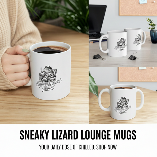 Sneaky Lizard Lounge Mug: The Art of the Slow Sip | Coffee Cup (11oz, 15oz)