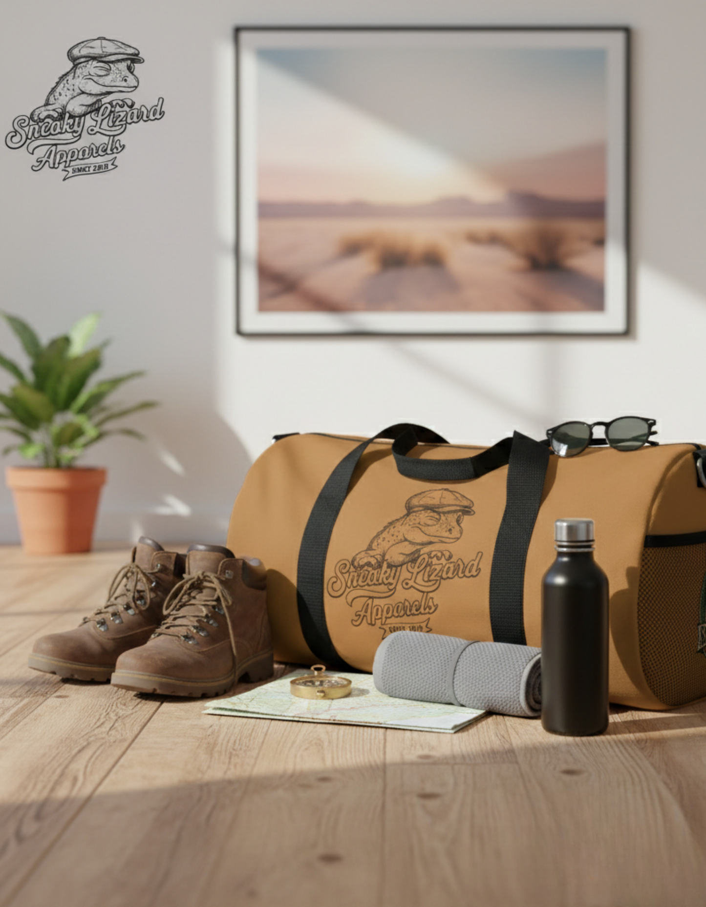 Sneaky Lizard Vintage Duffel Bag – Premium Travel & Gym Gear