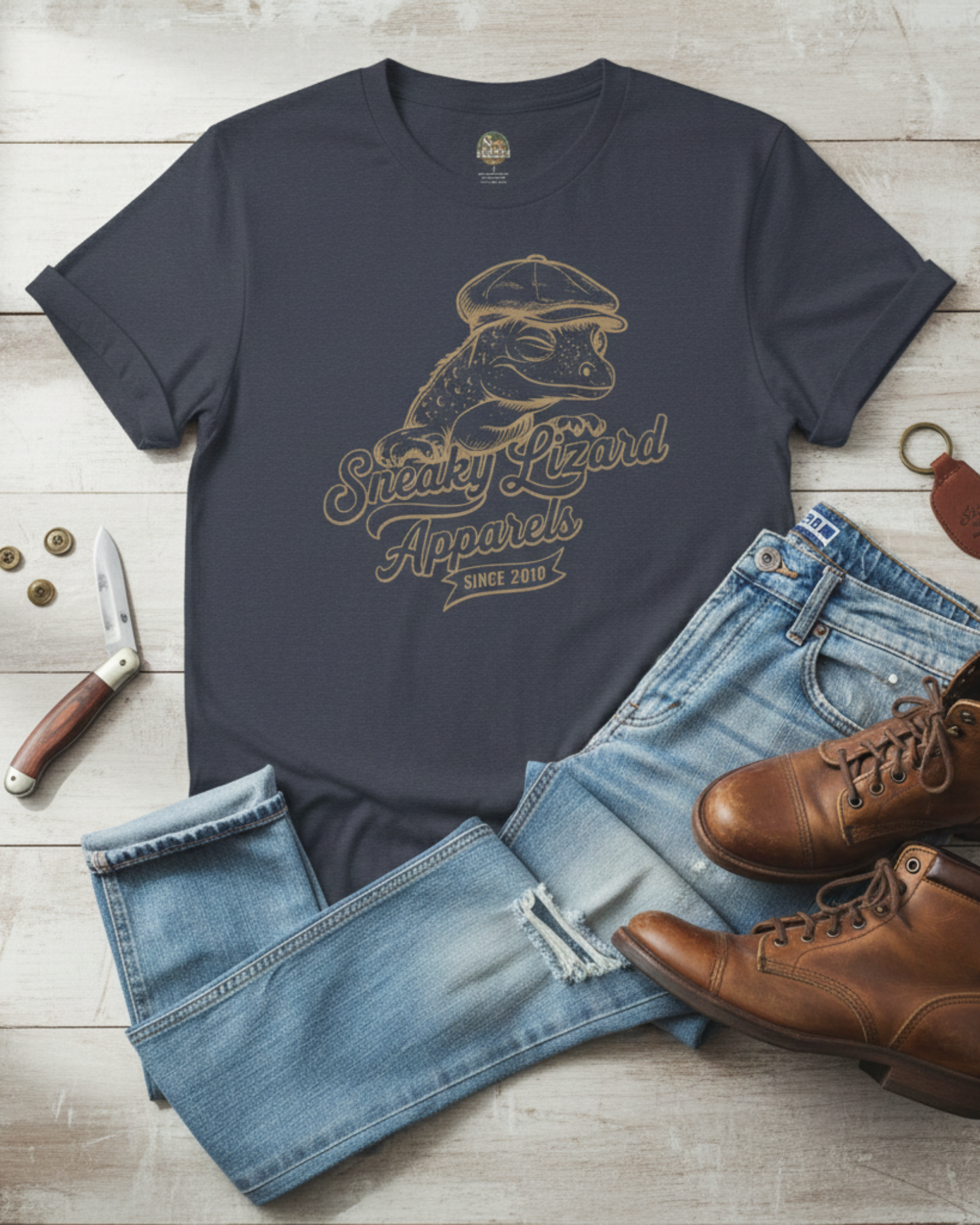 Sneaky Lizard Peaky Edition T-shirt | Vintage Graphic Apparels T-Shirt