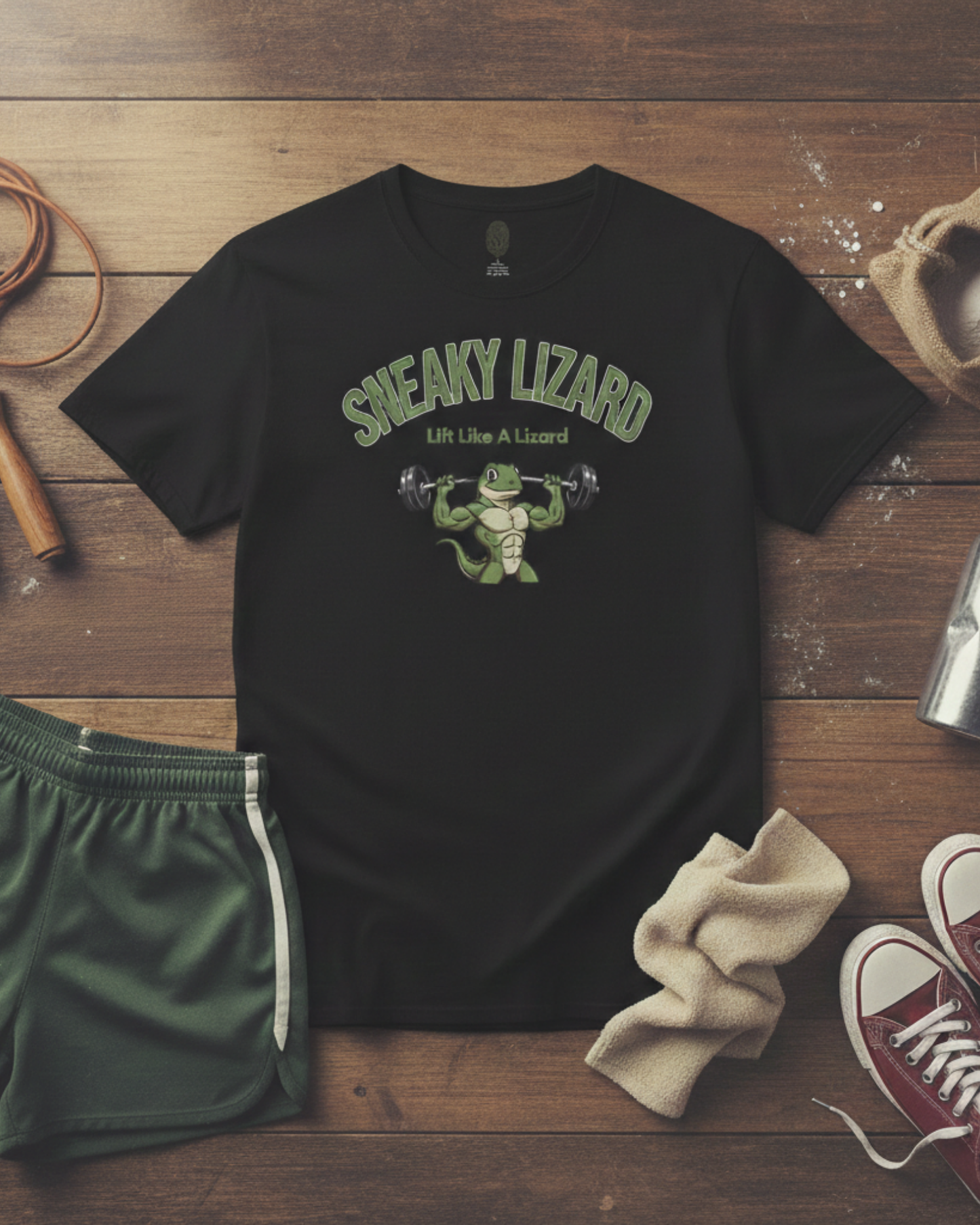 Sneaky Lizard Active T-Shirt — "Lift Like A Lizard" Gym Tee