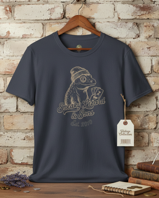 Sneaky Lizard & Sons Family Heritage Tee | Vintage Poker Lizard Graphic