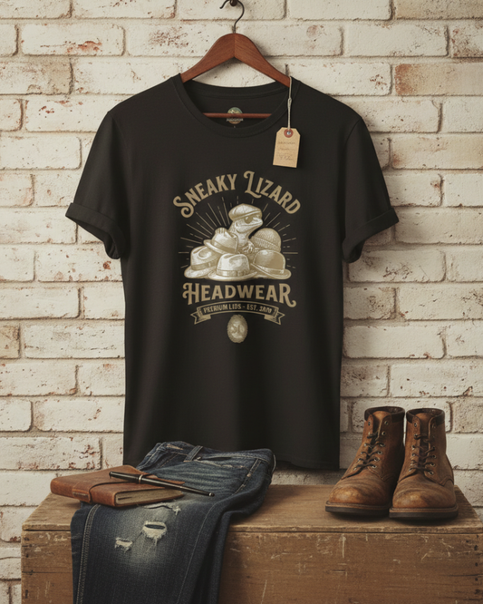 Sneaky Lizard Vintage Graphic T-shirt – Premium "Lids" T-Shirt