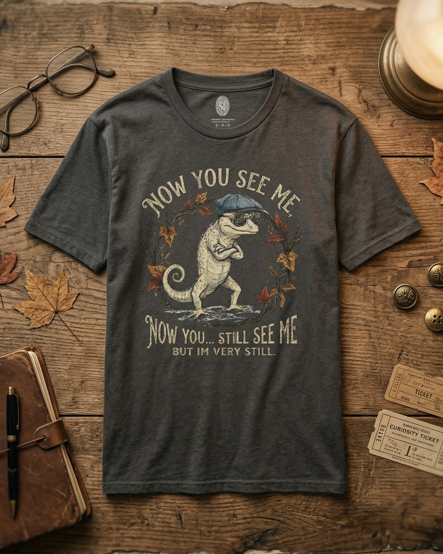 Now You See Me Chameleon T-Shirt | Cute Vintage Lizard Graphic Tee