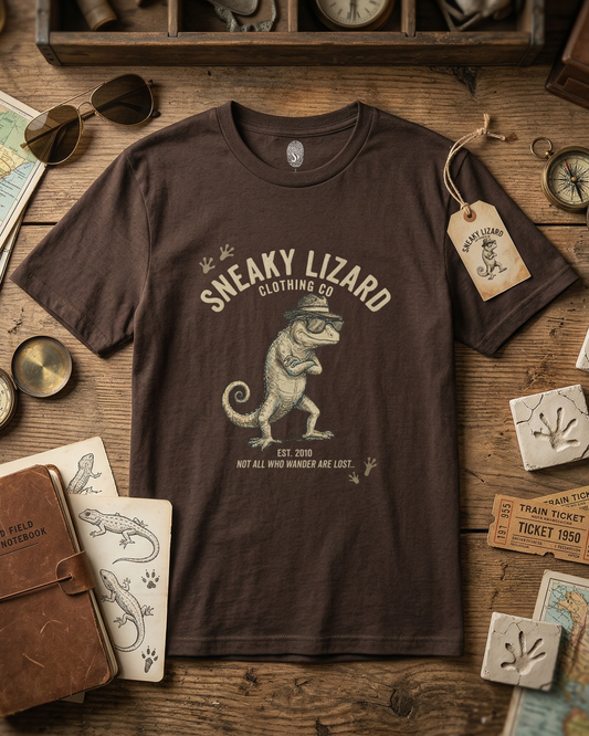 Sneaky Lizard Graphic T-Shirt | Vintage Detective Chameleon Tee