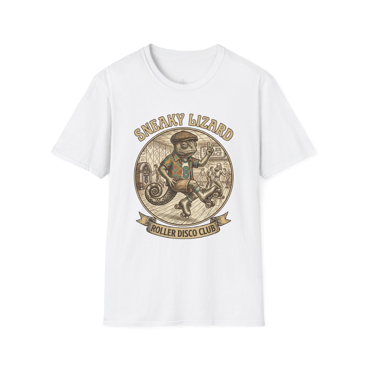 Sneaky Lizard Roller Disco Club T-Shirt | Vintage 70s Skate Graphic Tee
