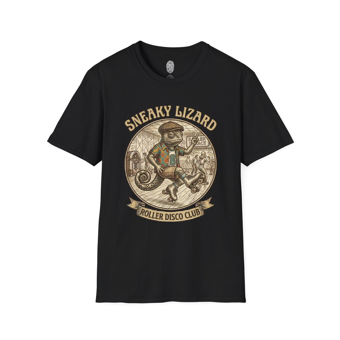 Sneaky Lizard Roller Disco Club T-Shirt | Vintage 70s Skate Graphic Tee