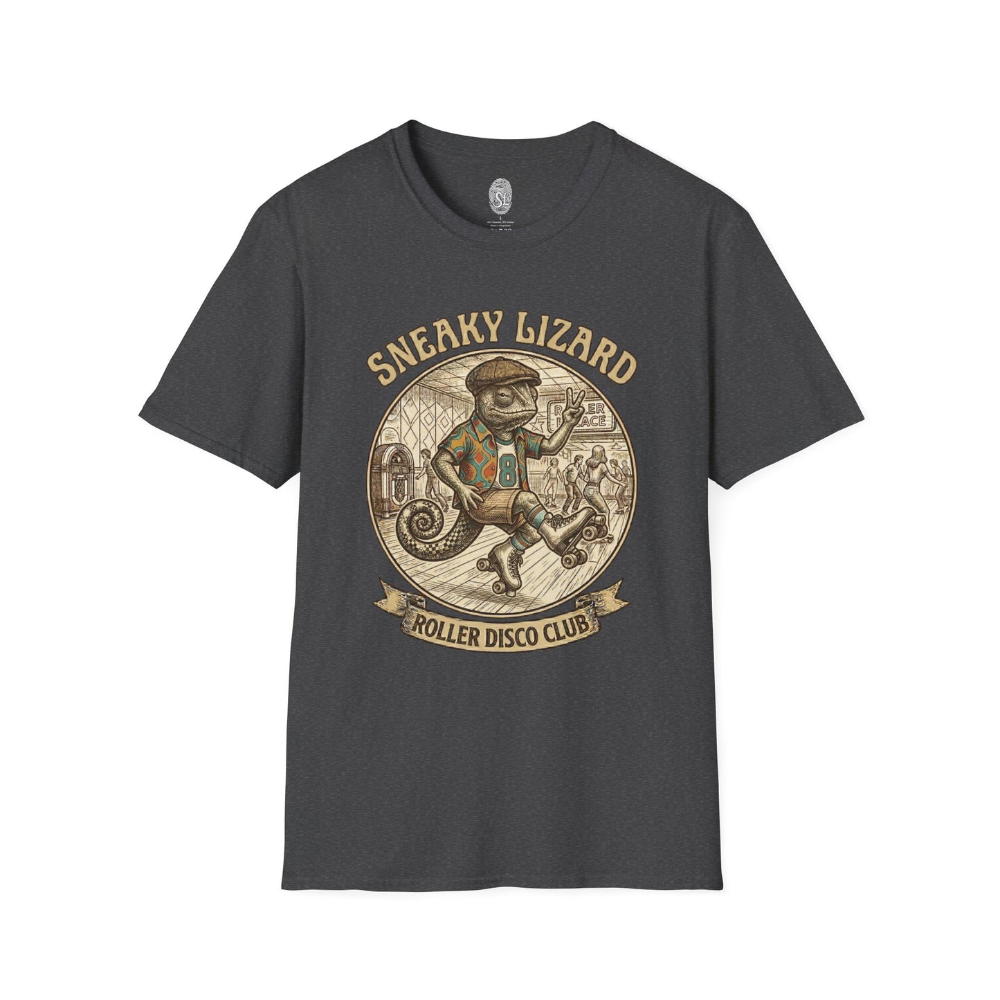 Sneaky Lizard Roller Disco Club T-Shirt | Vintage 70s Skate Graphic Tee