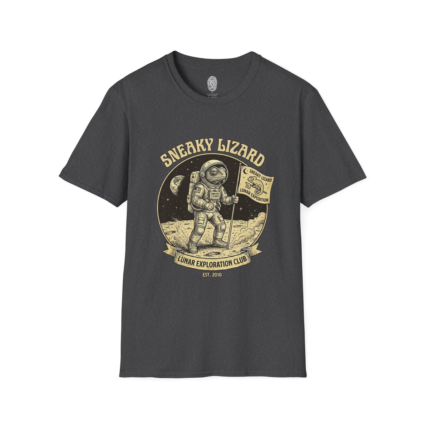 Sneaky Lizard Lunar Exploration Club T-Shirt | Vintage Space Graphic Tee