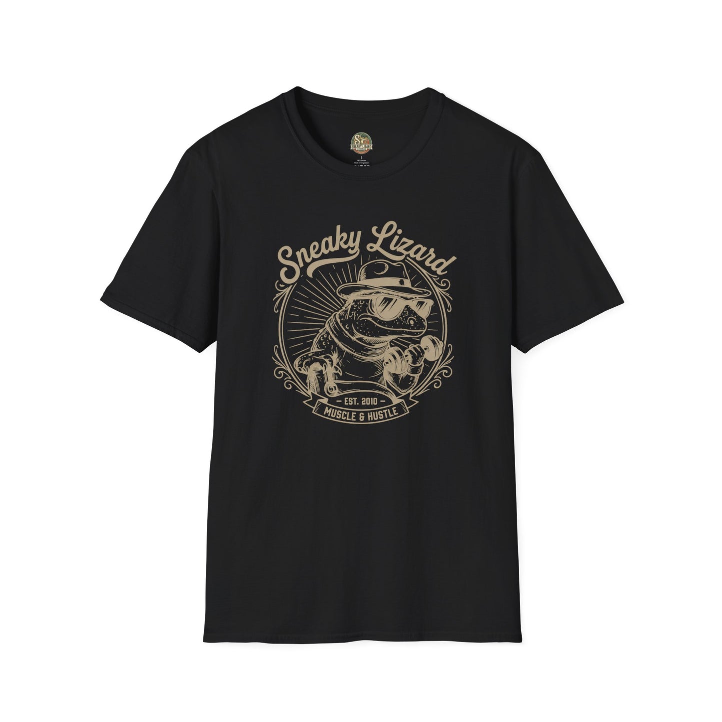 Sneaky Lizard & Sons Muscle & Hustle Tee | Vintage Gym Graphic