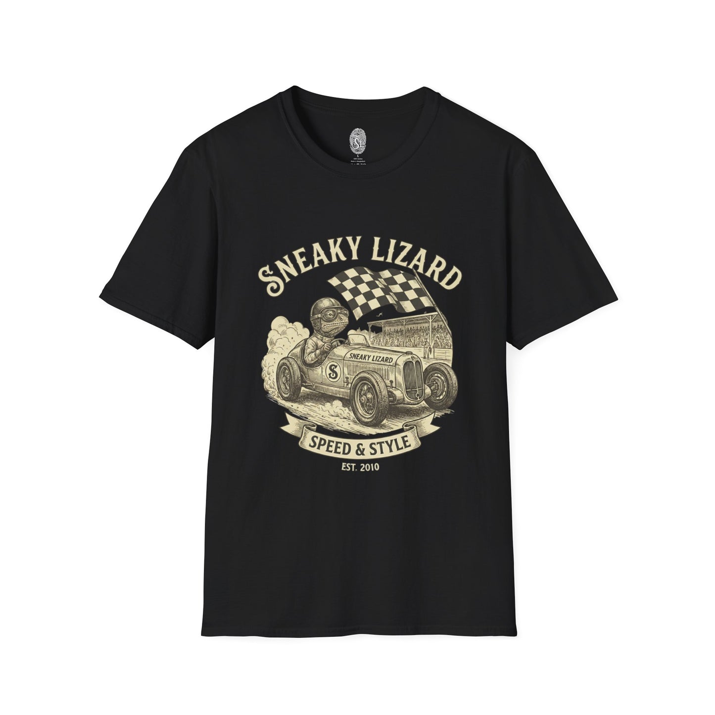 Sneaky Lizard Racing Tee — Vintage Hot Rod 'Speed & Style' Graphic T-Shirt