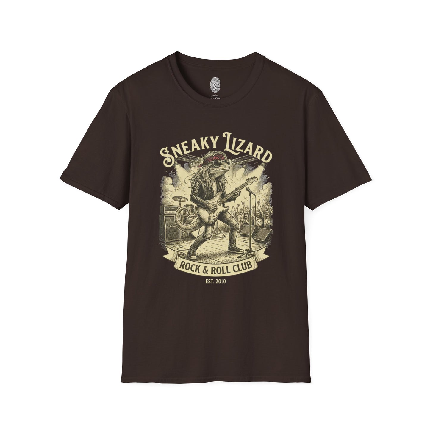 Sneaky Lizard Rock & Roll Club T-Shirt — Vintage Guitar Lizard Band Tee