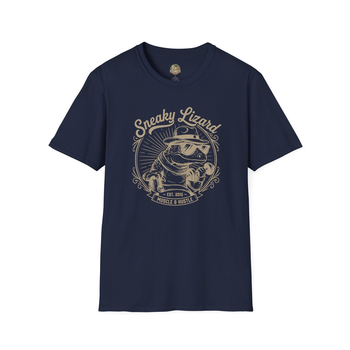 Sneaky Lizard & Sons Muscle & Hustle Tee | Vintage Gym Graphic