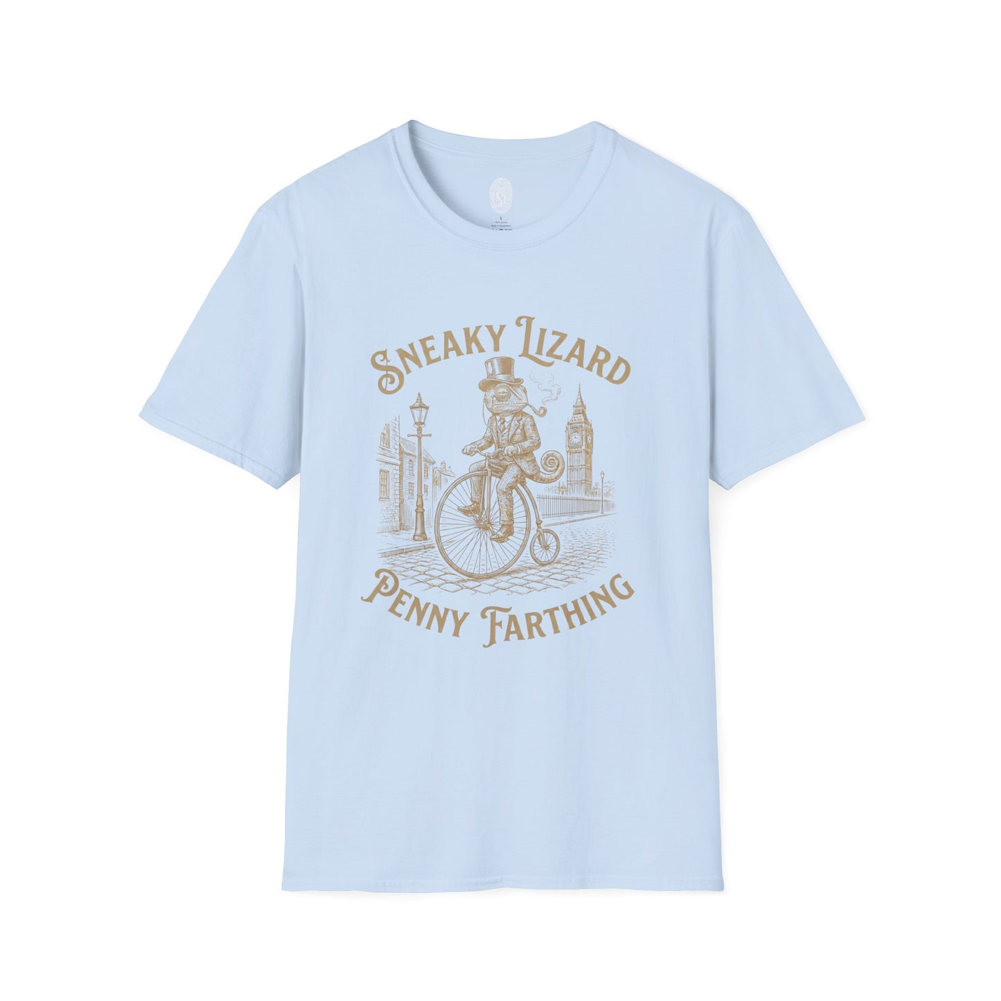 Penny Farthing Sneaky Lizard T-Shirt — Vintage Victorian Bicycle Graphic Tee