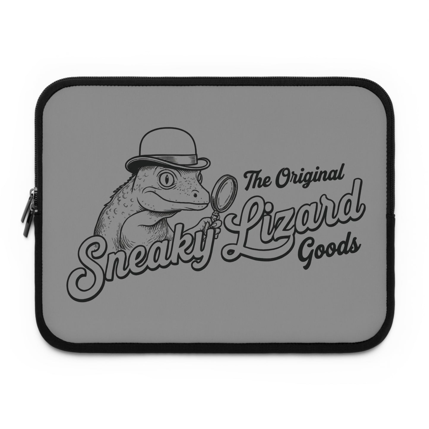 Sneaky Lizard Laptop Sleeve — Vintage Detective Reptile Design
