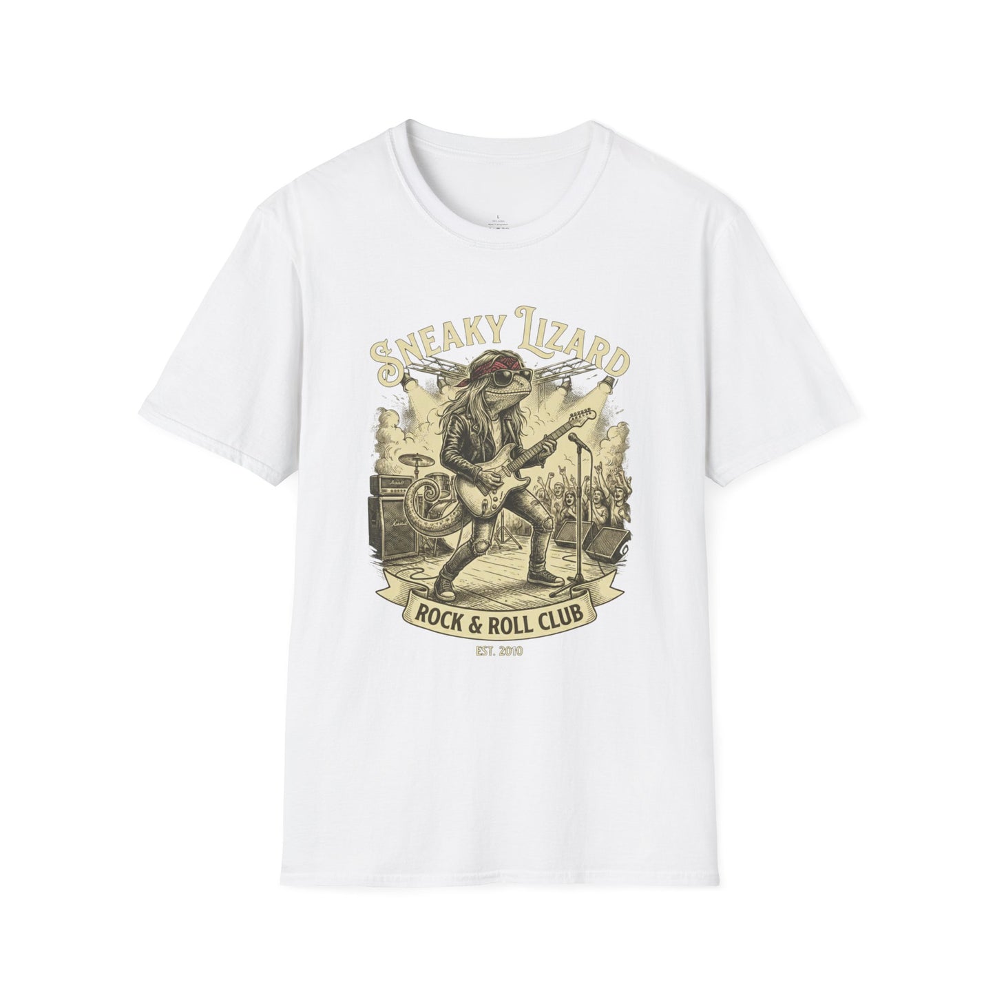 Sneaky Lizard Rock & Roll Club T-Shirt — Vintage Guitar Lizard Band Tee