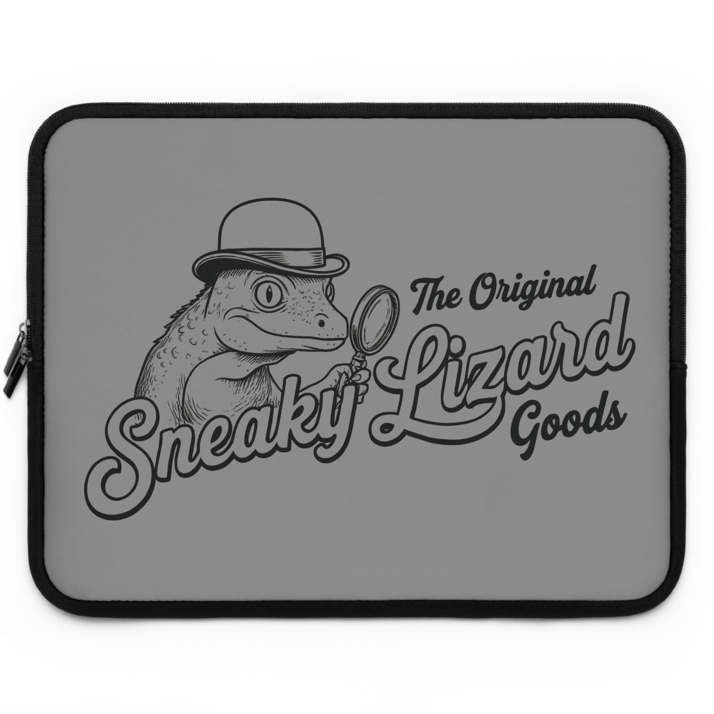 Sneaky Lizard Laptop Sleeve — Vintage Detective Reptile Design