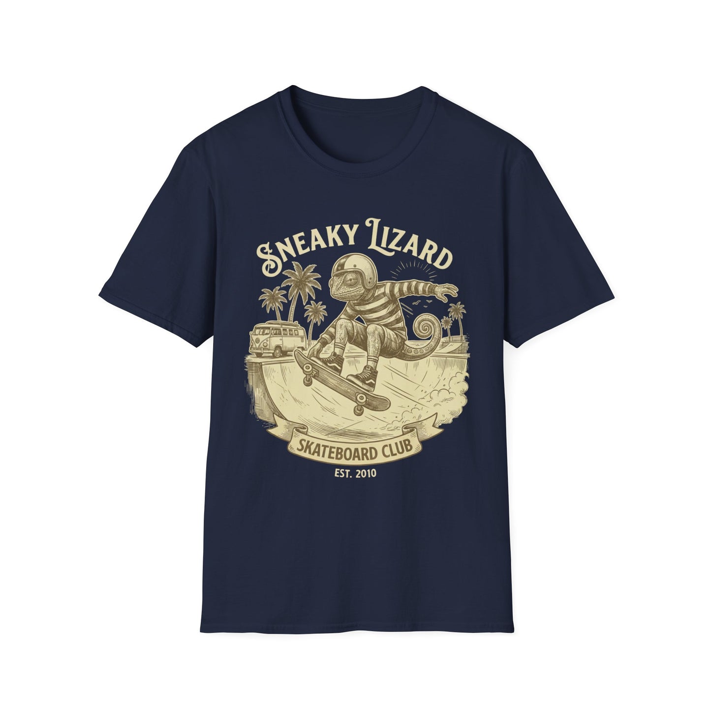 Sneaky Lizard Skateboard Club T-Shirt | Vintage Navy Skate Graphic Tee