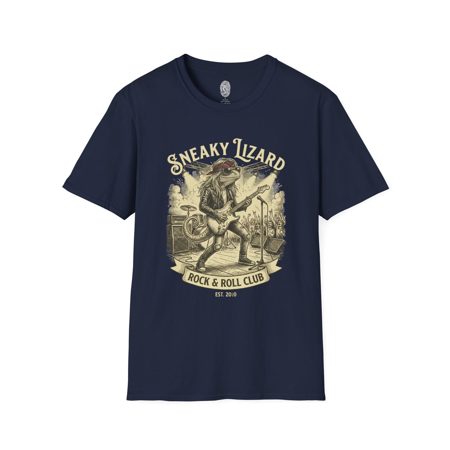 Sneaky Lizard Rock & Roll Club T-Shirt — Vintage Guitar Lizard Band Tee