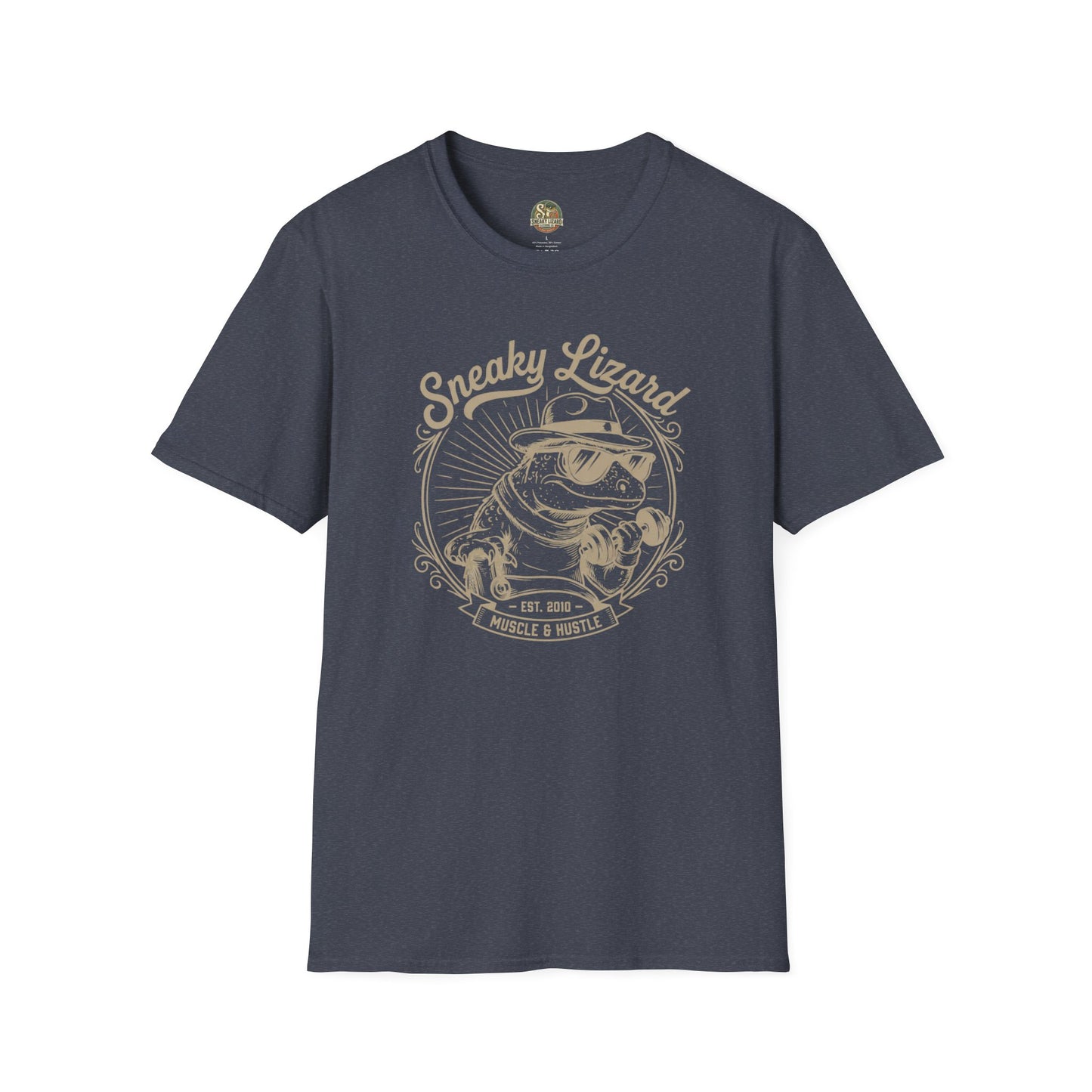 Sneaky Lizard & Sons Muscle & Hustle Tee | Vintage Gym Graphic